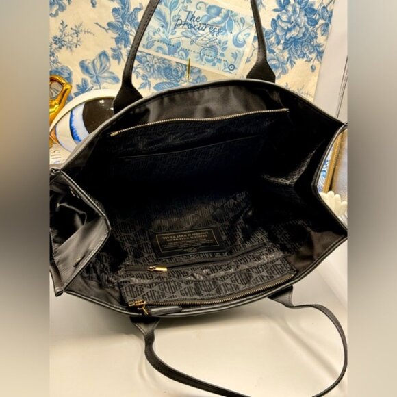 🆕 KURT GEIGER LONDON 🧿 NWOT L Recycled Drench Shopper Tote Bag, Black & Gold - Picture 11 of 16